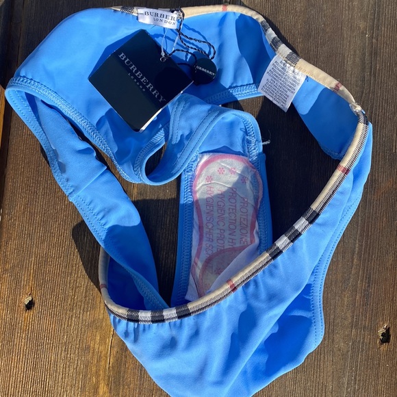 Burberry Nova check Thong Bikini Bottoms Deep Baby BLUE, lots of stretch! Med 👙 - Picture 4 of 9